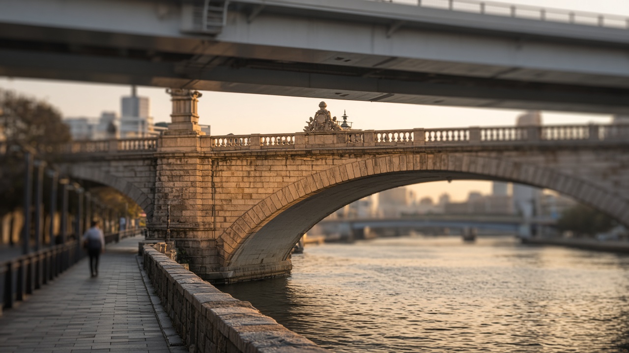 日本の中心を示す橋、日本橋を歩く